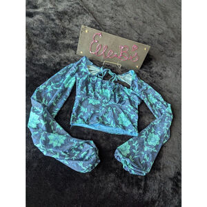 EUC SO Navy Long Sleeve Open Back Crop XS